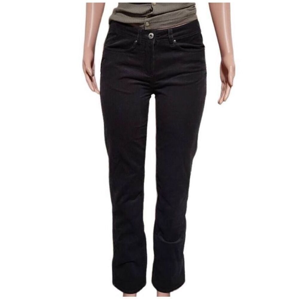 Bogari womens black corduroy mid rise regular pant 4/S